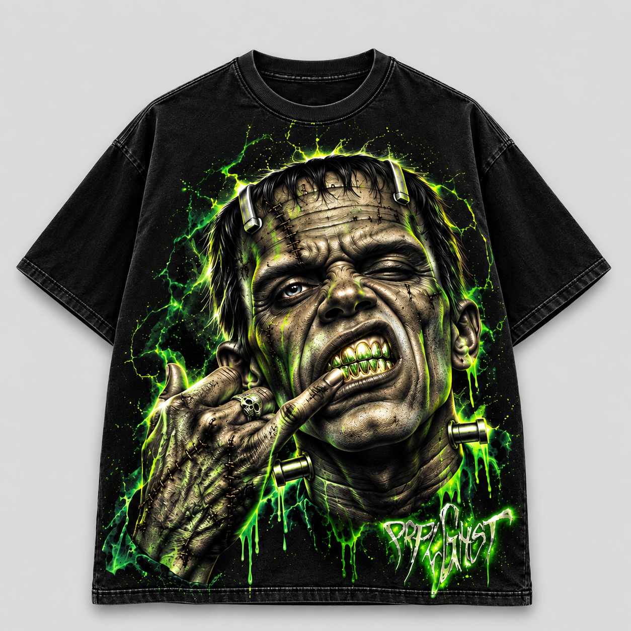 Dead Current black oversized tee front digital mockup