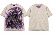 The Reaper oversized tee in Oatmeal - front and back