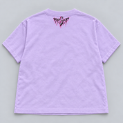 Till Death Lavender women's boxy tee back digital mockup with PRPL GHST neck signature